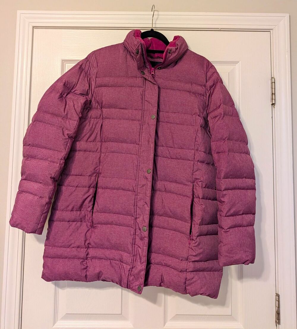 Land's End Women's Purple Puffer Jacket L Insulated Lined Zip Pockets
